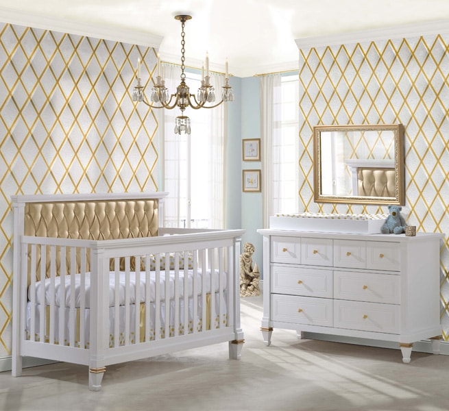 baby crib tufted headboard